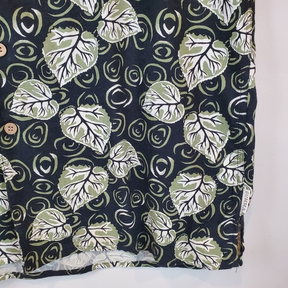 Vintage Summa Green Vines Allover Short Sleeve Mens Shirt Button Up Size M - Picture 5 of 14